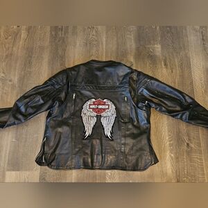 Harley-Davidson Black Leather Jacket with Winged Emblem